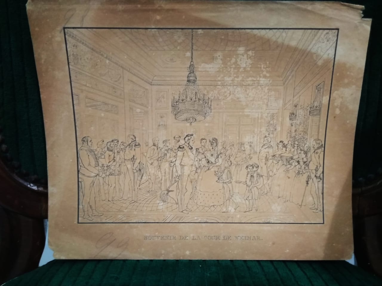 Гравюра " Память о Веймарском дворе"  Размер 20х25см.