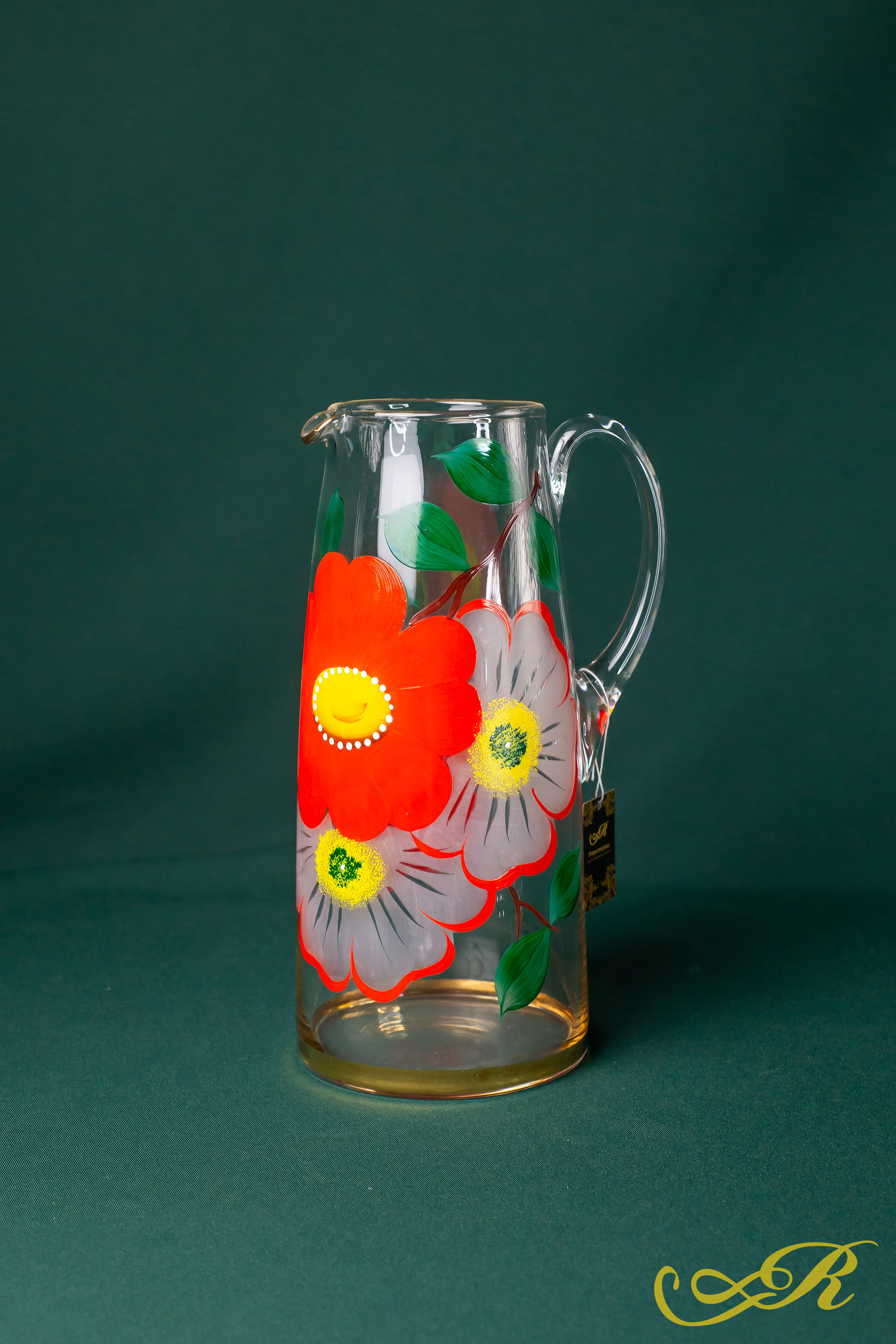 Графин СССР, 2 бокала, стекло, золочение, живопись