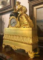 Часы "Девушка с лютней", ампир, Франция, XIX в.