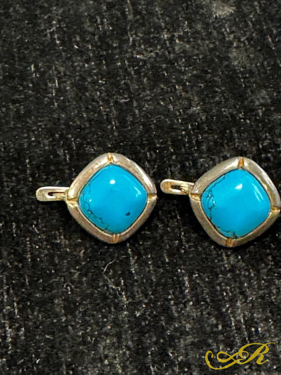 Винтажные серьги из серебра 925 пр, камень бирюза. Вес изделия 8,3 гр.