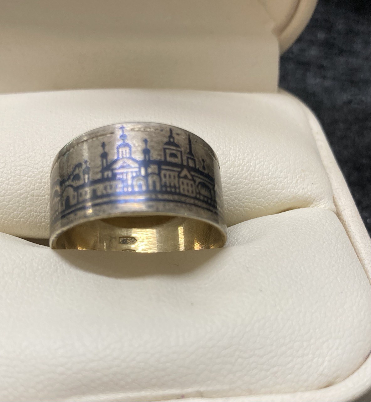 Кольцо серебро, золочение, чернение, 20р-р