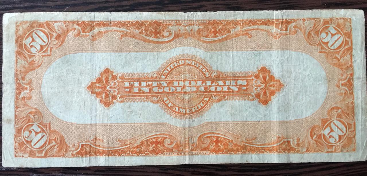 50 долларов США 1913 год, ЗОЛОТОЙ СЕРТИФИКАТ, редкая