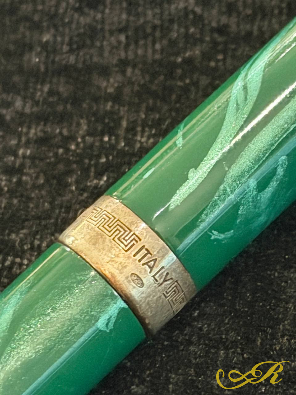 Ручка Montegrappa Eleganza, Италия, серебро 925, перо золото 750, зелёная