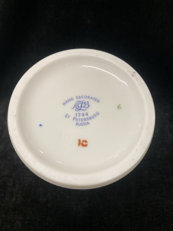 Фарфоровая ваза " Кобальтовая сетка" ЛФЗ. Ручной декор.