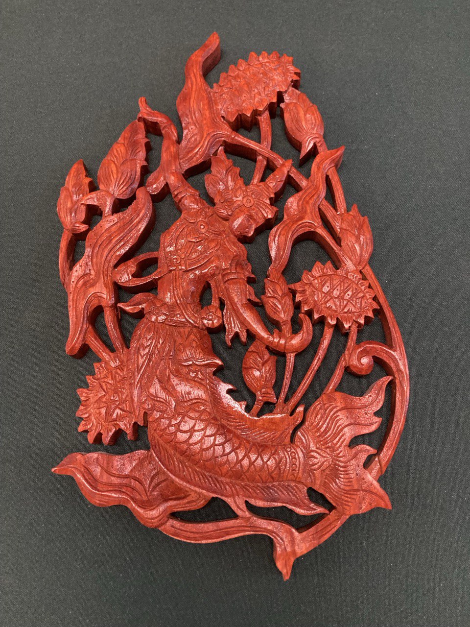 Панно из красного дерева." Русалка" Лаос.Размер 27 х 16 х 1,5 см.