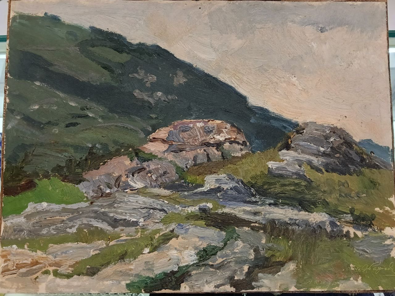 Картина «Пятигорск. Машук» худ. Родионов А.М. 1977 г, картон масло,24,5х32 см