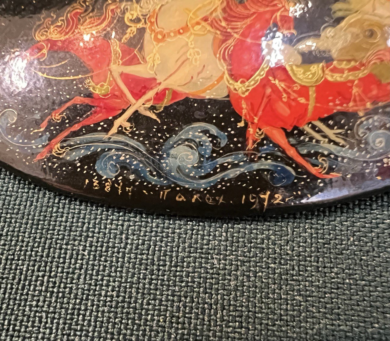 Брошки 2 шт. " Тройка"  " Пушкин" . Палех СССР. 1975 г. и 1972 г.