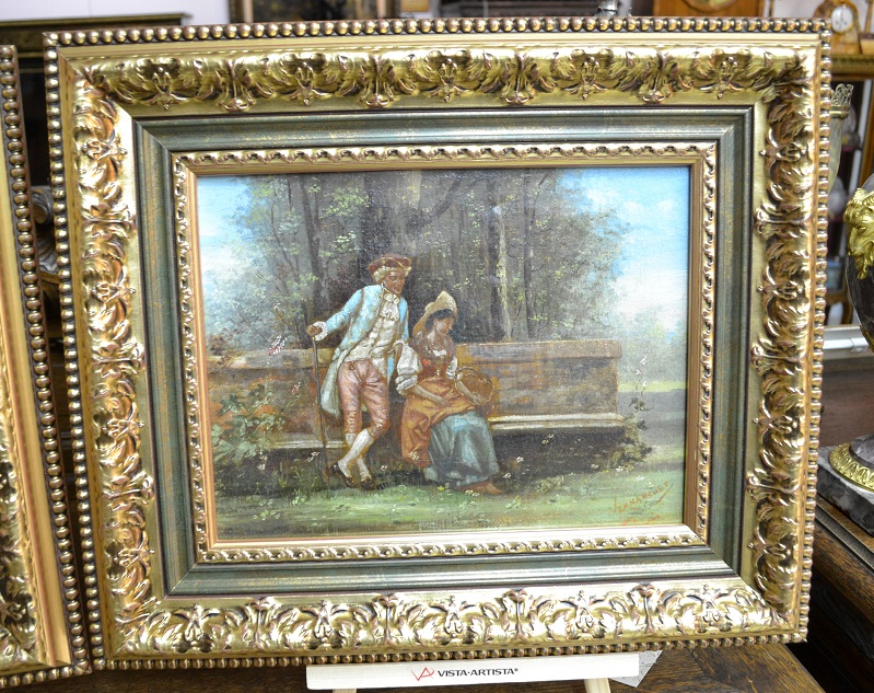 Картины парные "Встреча в саду"и "Светская беседа", Европа, ХIХ в.