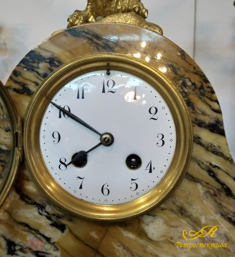 Каминный сет: 2 канделябра и часы с орлом, Европа 1-ая пол. ХХ в.