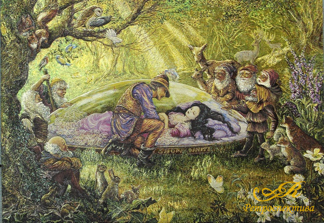 Открытка "Белоснежка и семь гномов", Англия, кон. ХХ в.