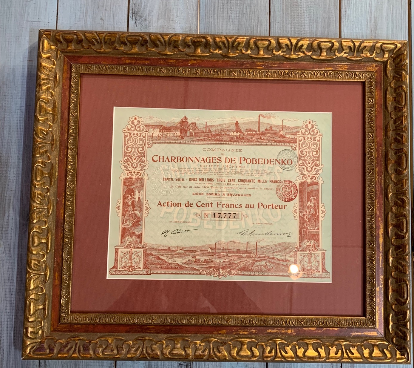 Акция в сто франков на предъявителя, Компания по добыче угля Победенко