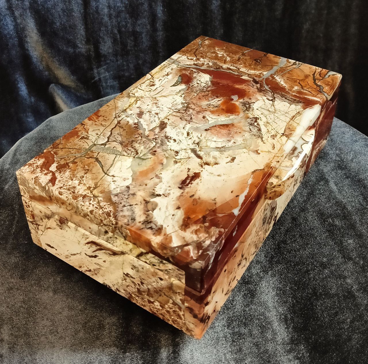 Шкатулка — Ларец большой яшма (ташбулатовская) 7х21.5х14см