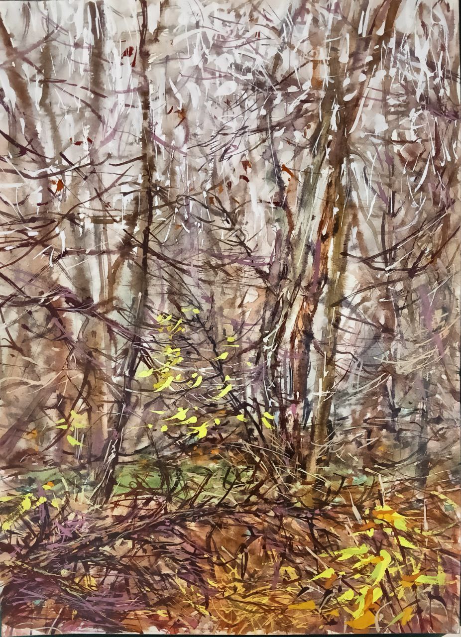 Картина «В осеннем лесу», 2008 г, худ.Флегонтов А.С, акварель,бумага,гуашь