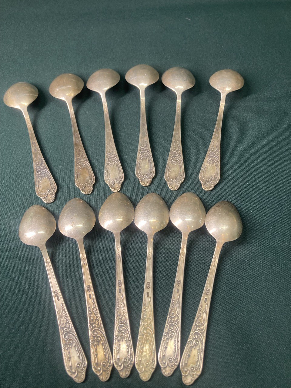 Серебряные ложки. Набор 12 шт. Серебро 875 пр.