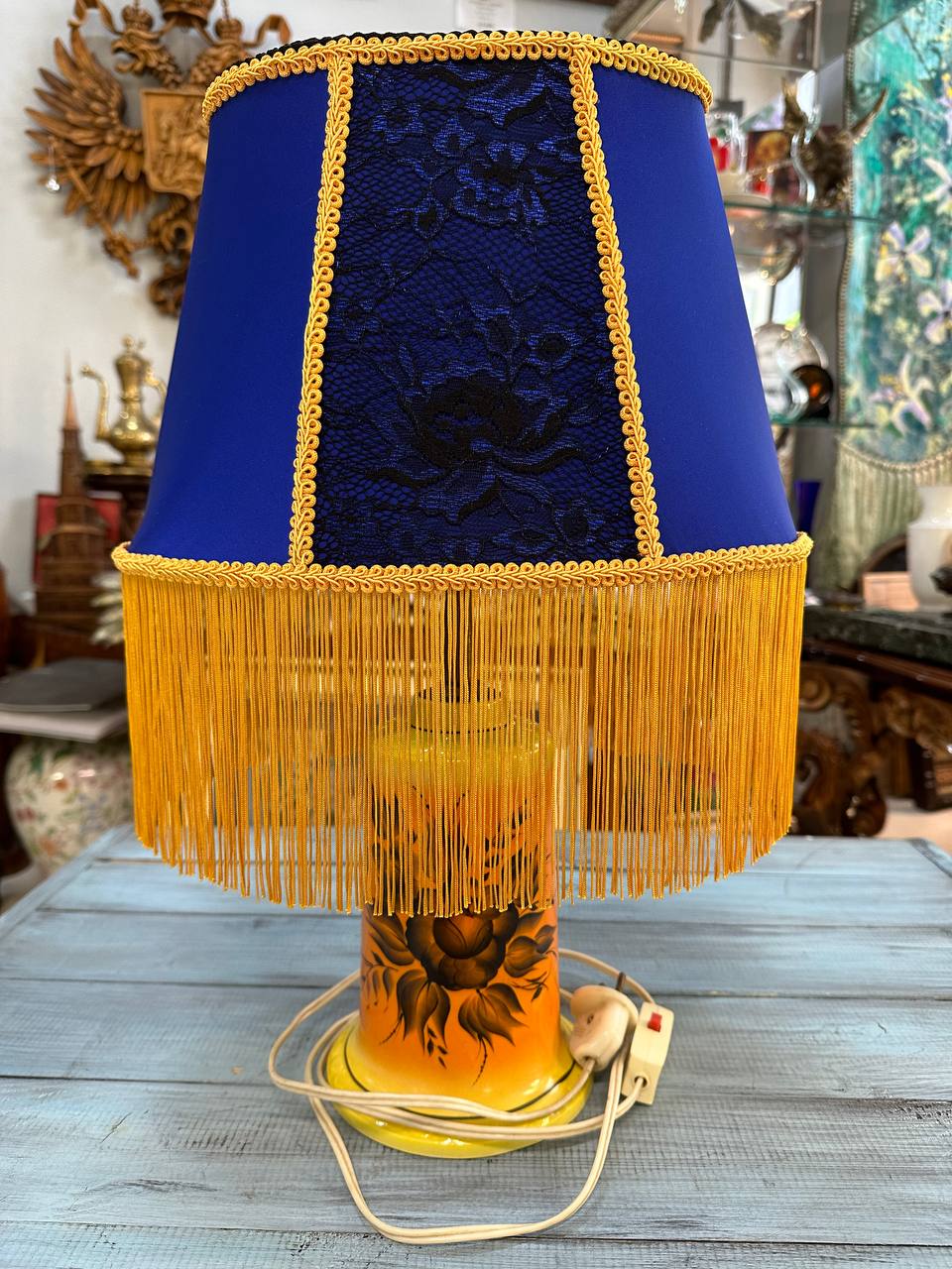 Торшер, керамика, вышивка. Размер 47 см.