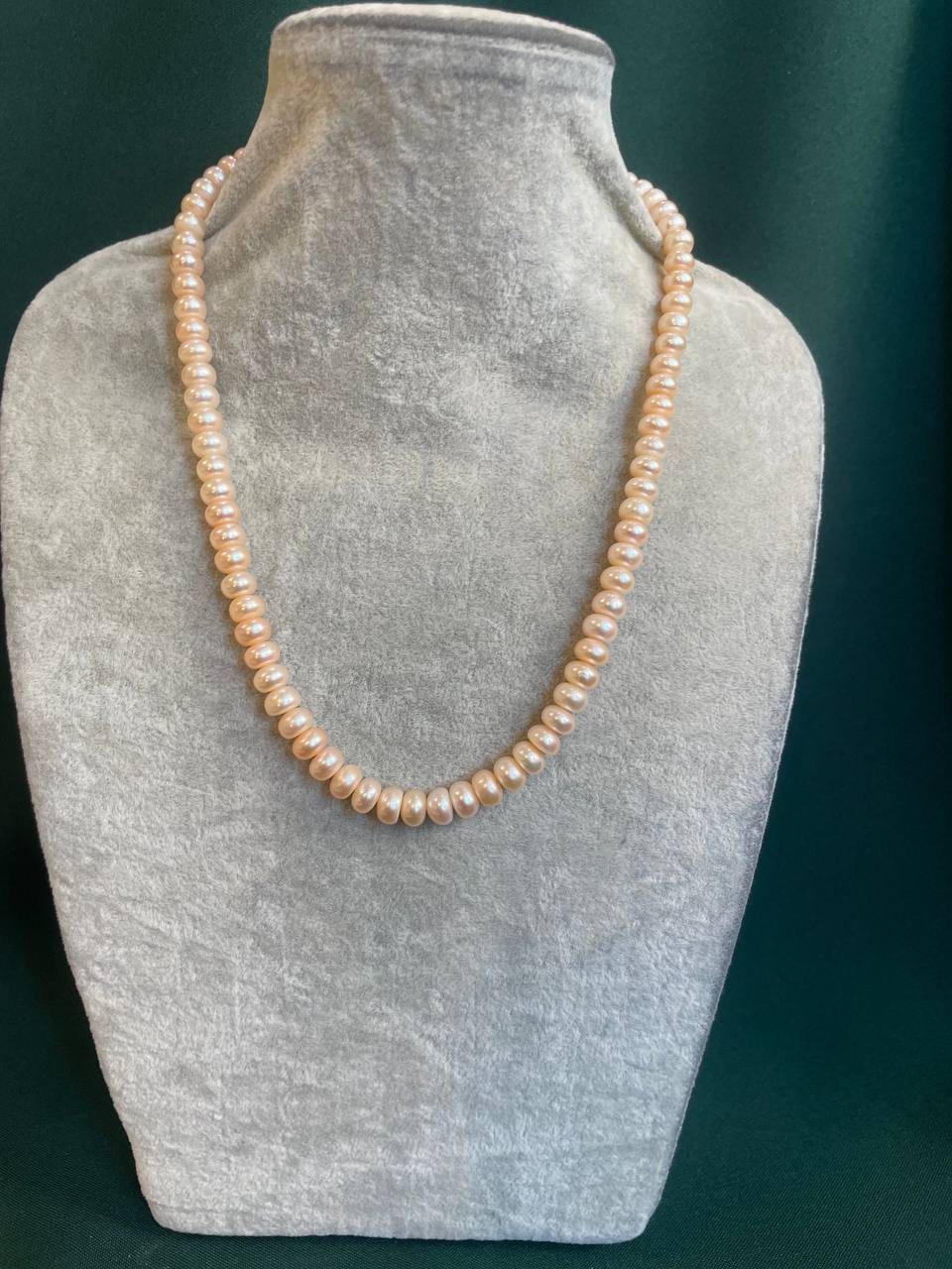 Бусы розовый круглый жемчуг