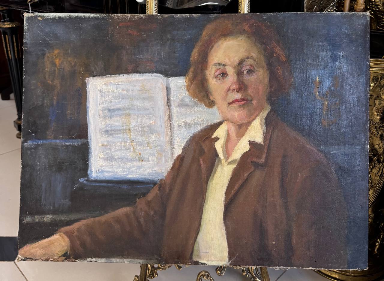 РАСПРОДАЖА ! Портрет А.П.Кудрявцевой Романс Вишневая шаль, художник Г.Н. Прыткова, холст на картоне, масло 70*50