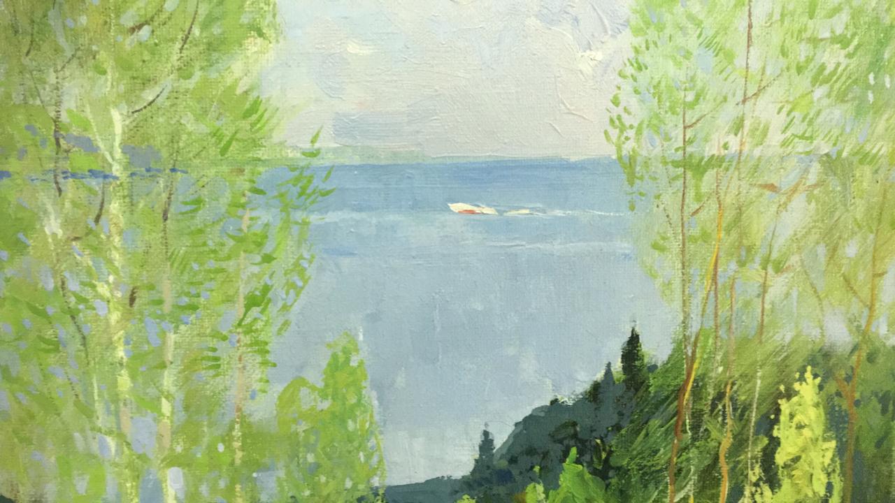 Картина "Волга у Гребеней" 1980 год