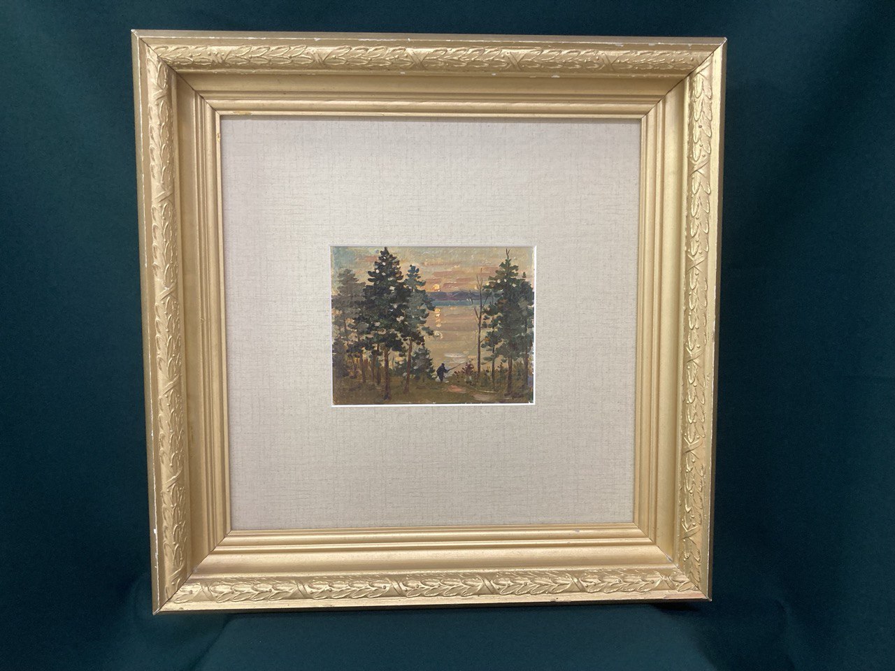 Картина «Рыбак», художник Бакиров.  Холст, масло 18*13 см