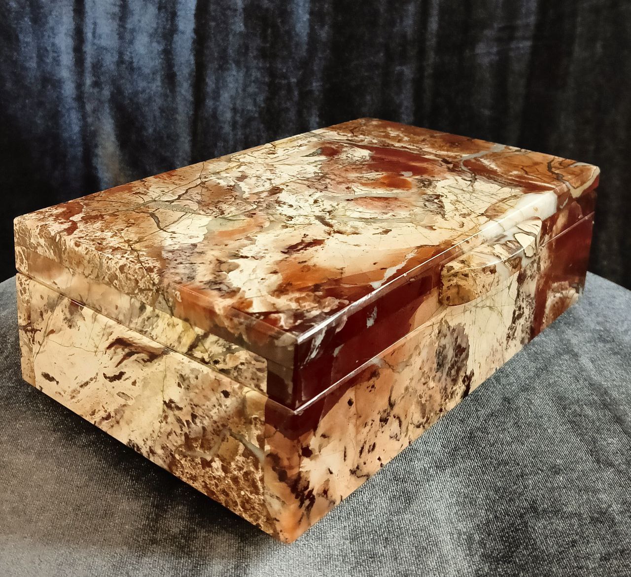 Шкатулка — Ларец большой яшма (ташбулатовская) 7х21.5х14см