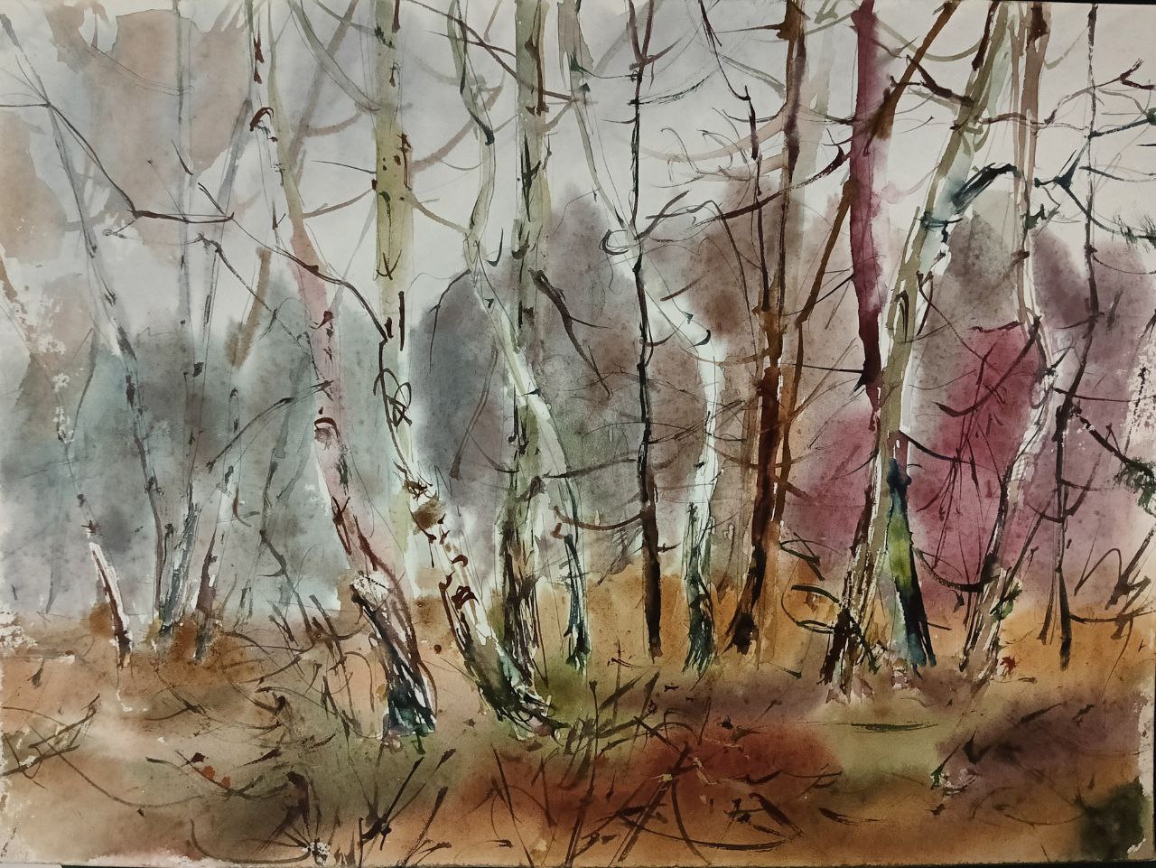 Картина «Осень», 2008 г, худ. Флегонтов А.С, акварель, бумага, 22х30 см