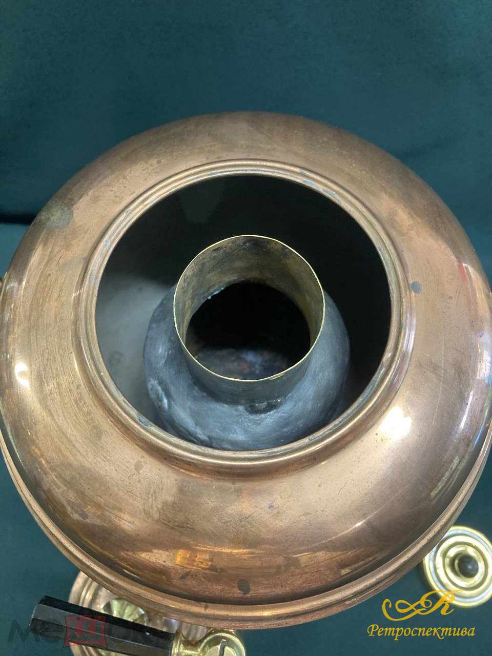 Самовар - бульотка Англия. XIX в. ( Ручки - листочки). Медь, бронза.