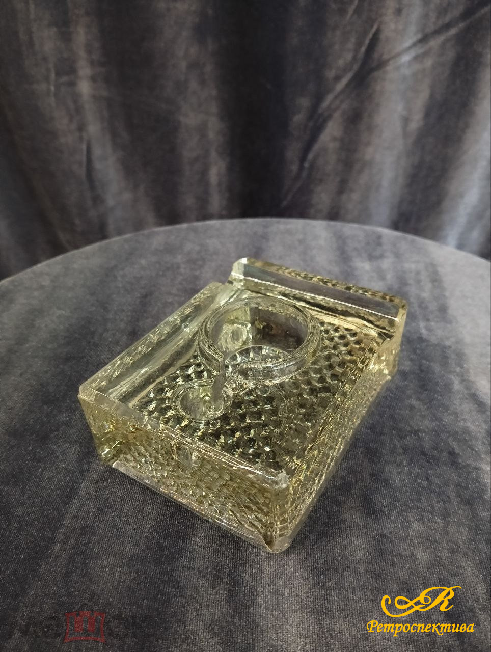 Чернильница старинная стекло без крышки до 1917 г, 10,5*8*4 см, состояние по фото