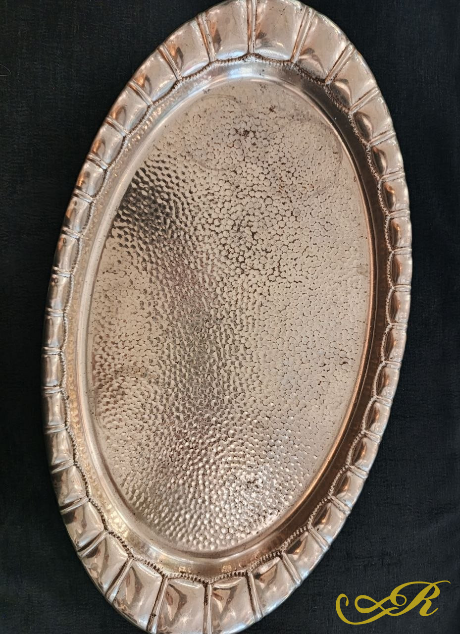  Большой винтажный поднос. Российская империя. Т.Кольчугина. 52,5x29 см.