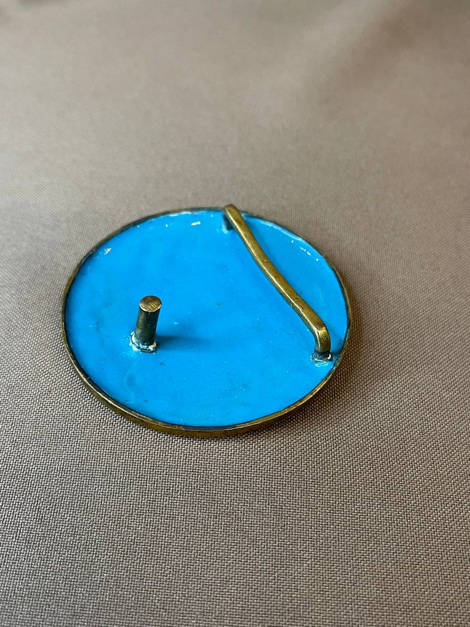 Пряжка для ремня с рисунком бабочка, бронза, эмаль, диаметр 6см