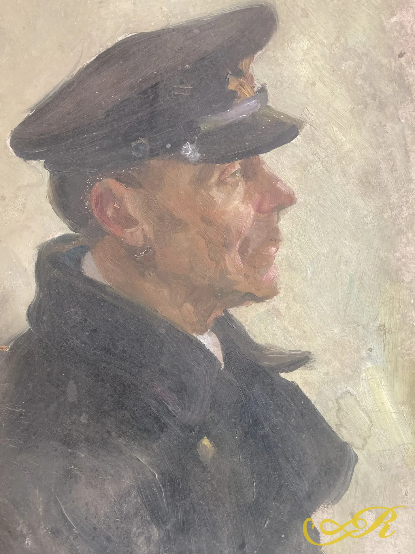 РАСПРОДАЖА ! Портрет " Речник" Прытков А.А. 1963 г. Картон , масло. 50,5 х 36 см.