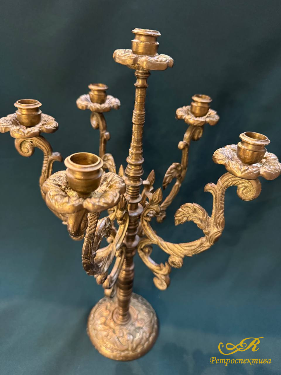  Большой  канделябр, подсвечник из бронзы на 5 свечей.