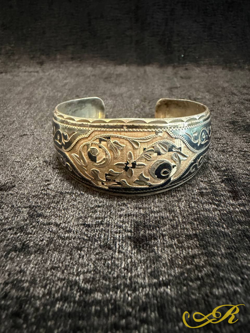 Браслет из серебра, винтаж, 875 пр., чернь