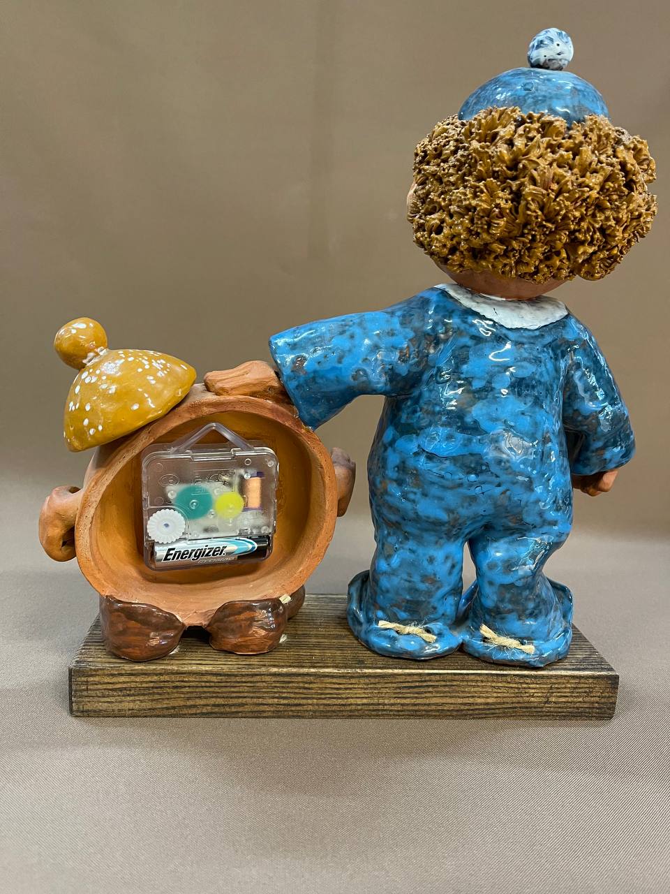 Детские часы, авторская работа, майолика.