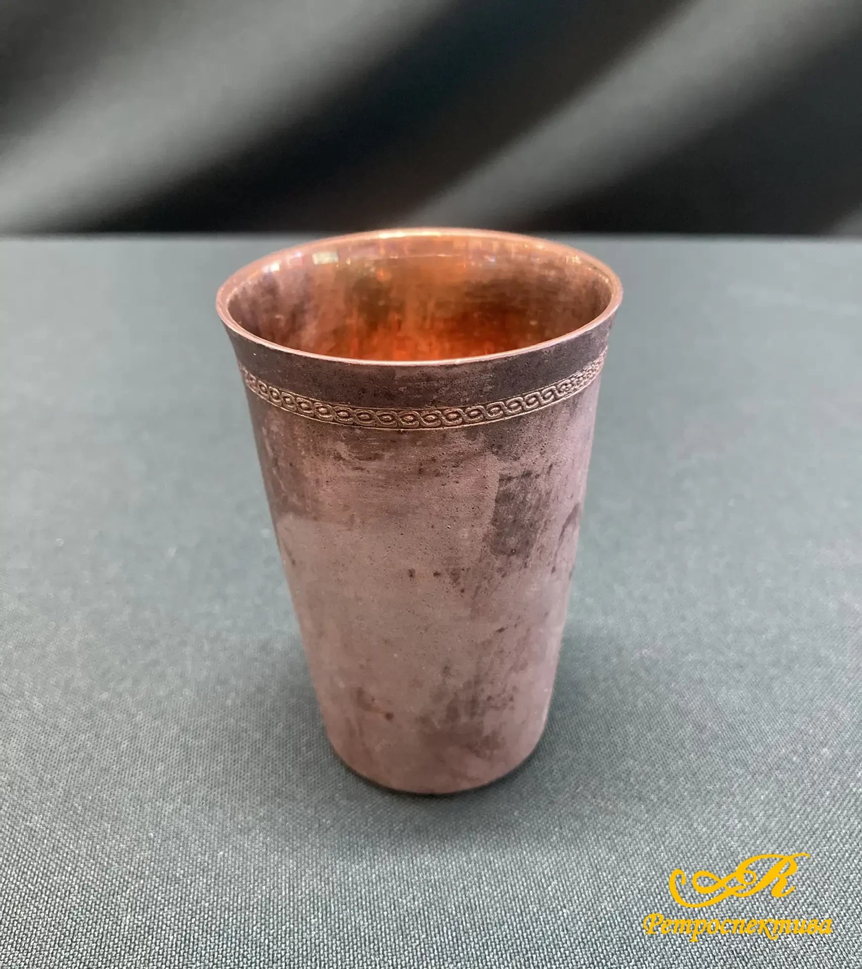 Мельхиоровая стопка - рюмка. Внутри позолота. Винтаж. СССР.