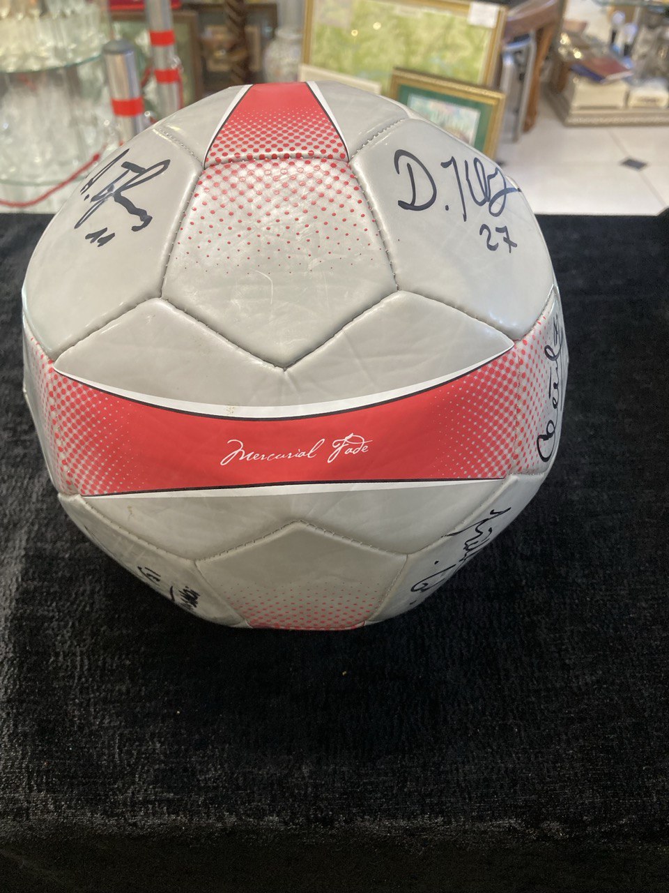 Мяч футбольный  серый, команда Рубин, автографы игроков