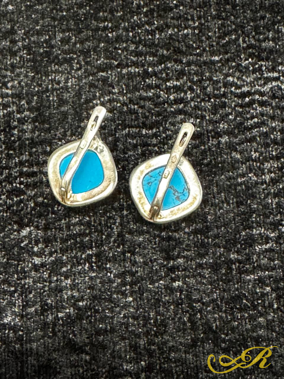 Винтажные серьги из серебра 925 пр, камень бирюза. Вес изделия 8,3 гр.