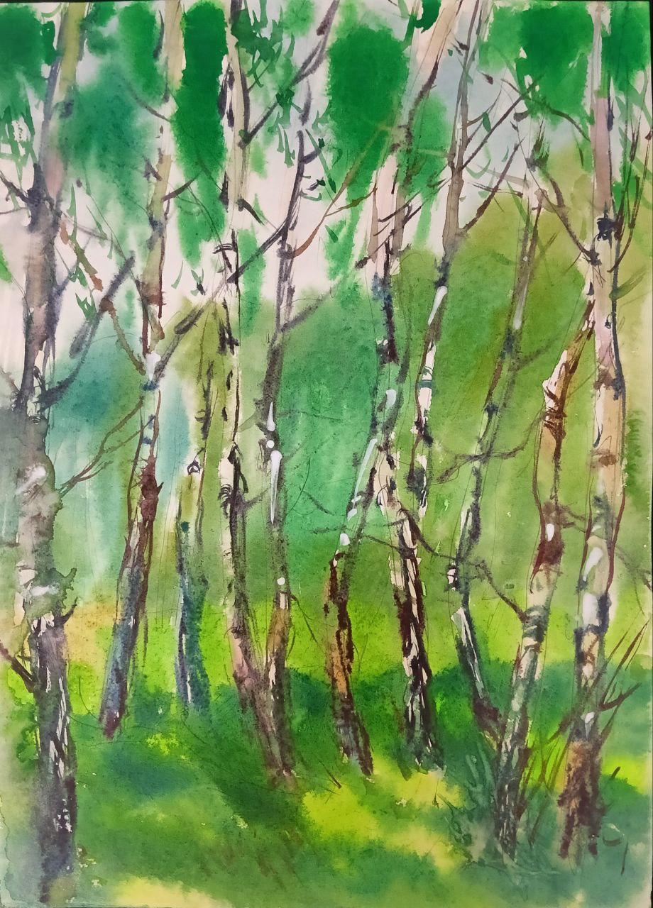 Картина «Летняя чаща»,2008 г, худ. Флегонтов А.С, акварель,бумага