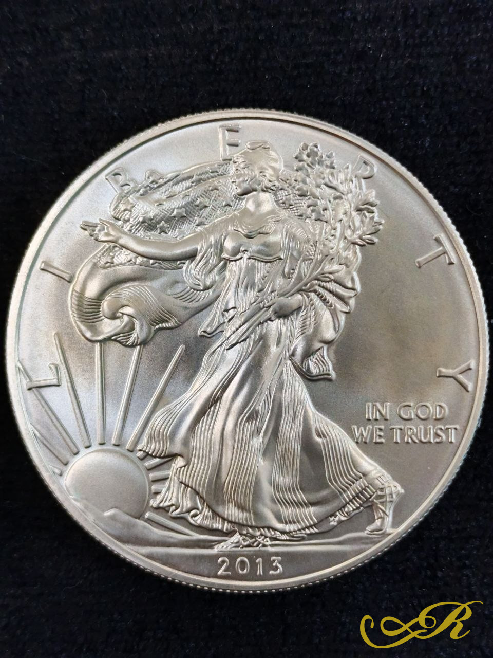 Серебряная монета 1 доллар США. Шагающая свобода, Американский орел, 2013 год, Ag 999, 31,1г.!