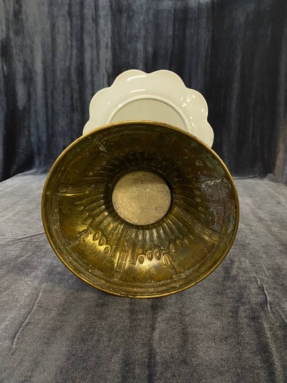 Фарфоровая ваза-фруктовница, Кузнецов, бронза.