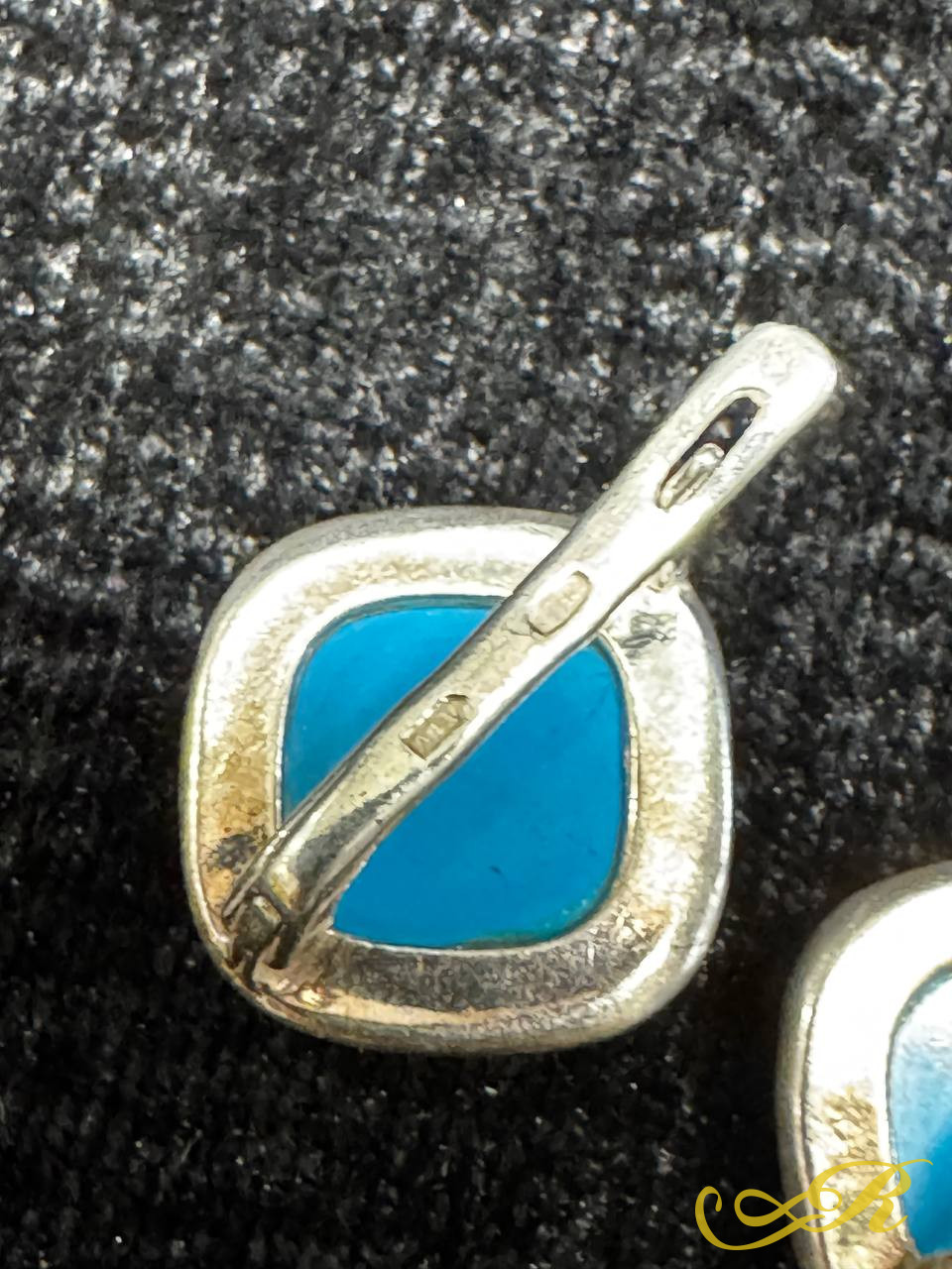 Винтажные серьги из серебра 925 пр, камень бирюза. Вес изделия 8,3 гр.