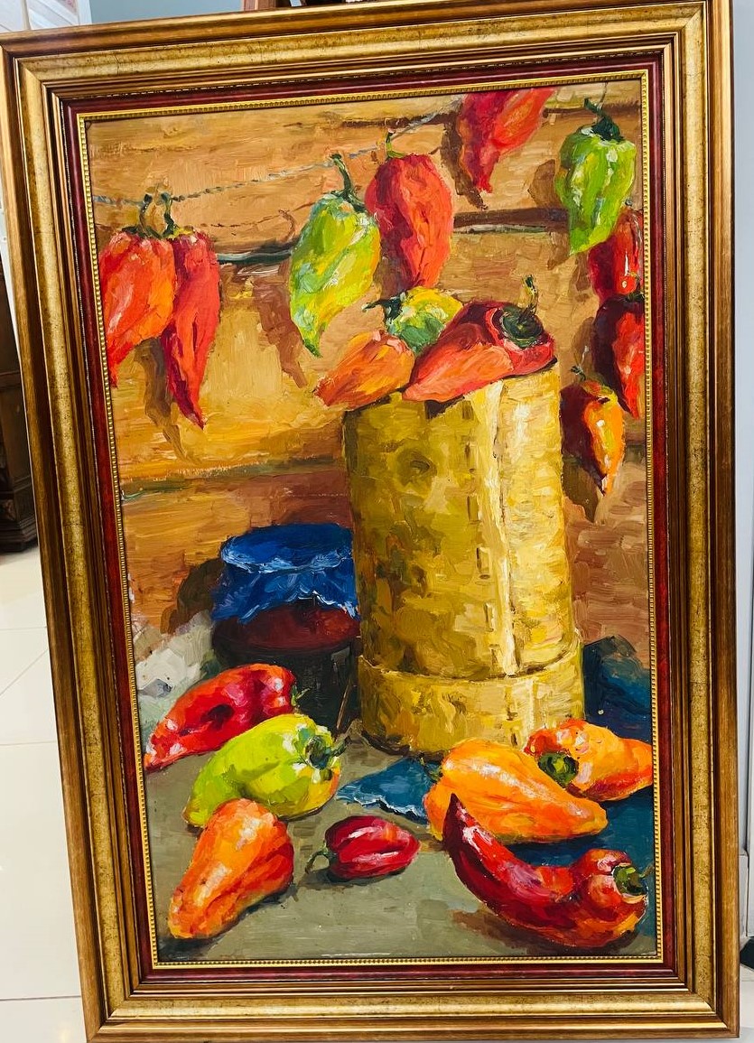Картина "Перцы", худ. Родионова Н.В, картон масло, 80х50 см