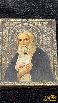 Икона печатная. Преподобный Серафим Саровский. 1903 год фабрика Жако Москва.