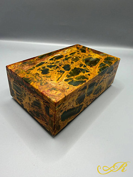  Шкатулка сибайская яшма (Пикассо), крепления бронза. Размер 17,5х10,5х6,5 см.