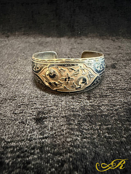 Браслет из серебра, винтаж, 875 пр., чернь