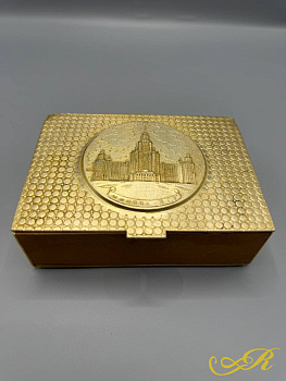 Винтажная металлическая шкатулка «Москва МГУ» ,СССР