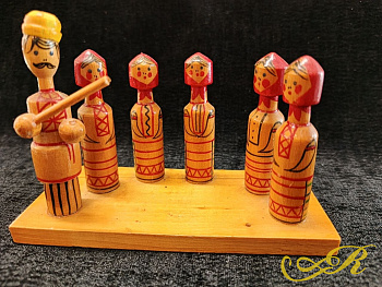 Деревянные статуэтки. Винтаж.Ручная роспись. СССР.  В-9,2 см. Ш-13,4 см.