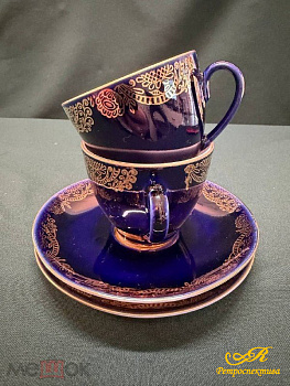 Фарфоровая кофейная пара. ЛФЗ кобальт. 2 шт.