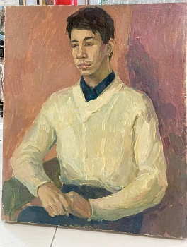 РАСПРОДАЖА ! Портрет: молодой человек в желтом. Художник Донцова. СССР. Холст, масло.