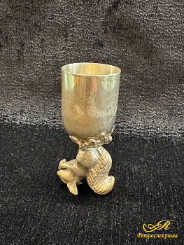  Серебрянная рюмка, белочка серебро 925 пр,
