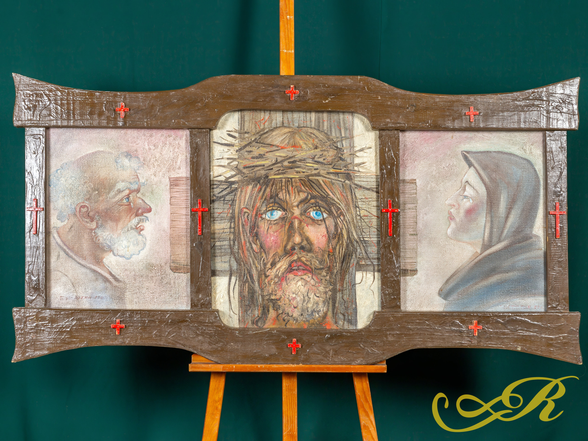 Картина Триптих " Иисус" Автор:  Бусыгин А.В.  Холст, масло. Арт - рама из дерева. 1988 г.